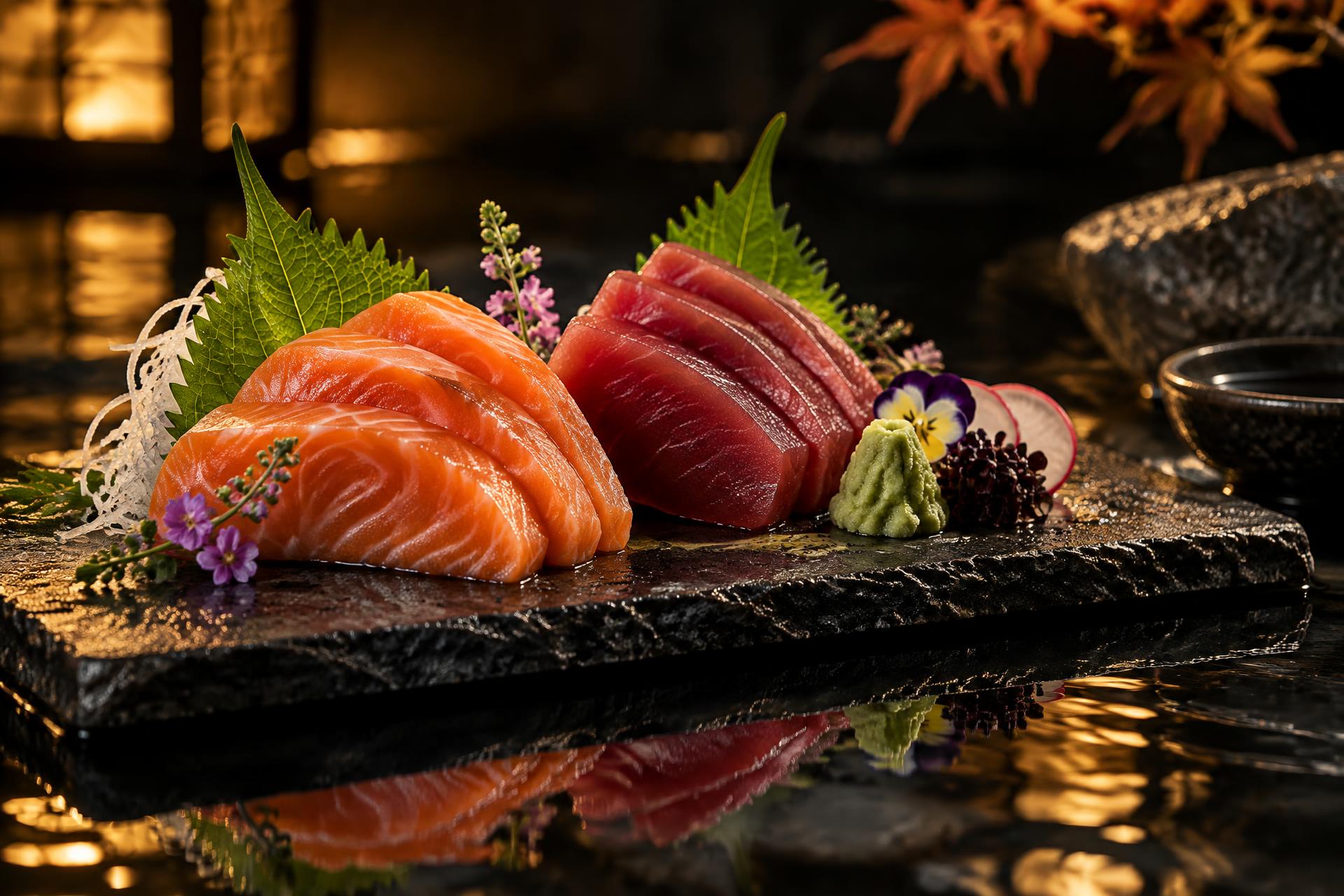Lachs und Thunfisch Sashimi